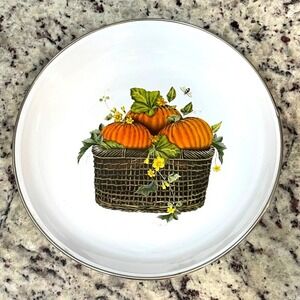 Fall‎ Harvest Pumpkin Basket Decorative 10.25" Plate Autumn Decor Thanksgiving